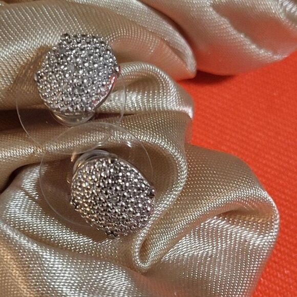 Karis, New, Stamped, Diamond Accent Stud Earrings in Platinum Bond - Picture 1 of 7